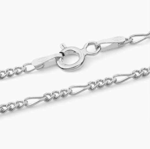 Figaro Chain - 1.5 mm - 18K White Gold Vermeil