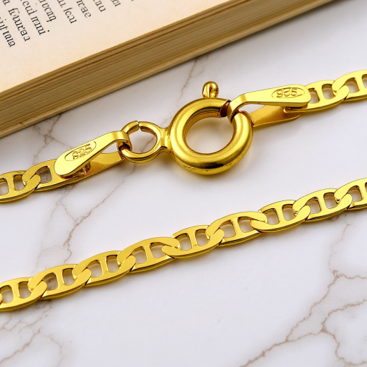 Marine Kette Flach - 2.0 mm - 24k Gold Vermeil
