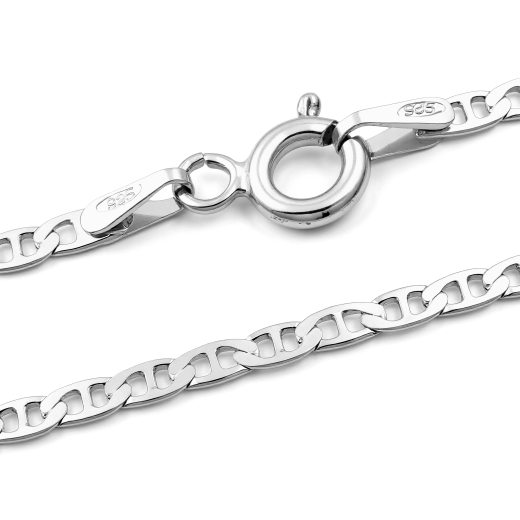 Marine Kette Flach - 2.4 mm - Rhodiniertes Silber Marine Kette Flach - 2.4 mm - Rhodiniertes Silber