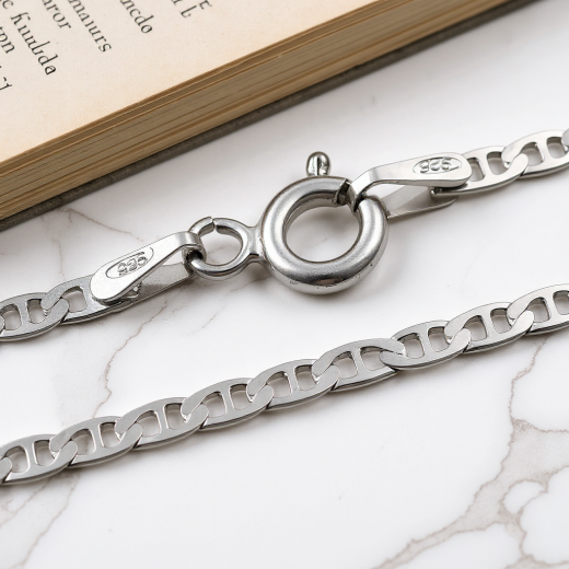 Marine Kette Flach - 2.4 mm - Rhodiniertes Silber