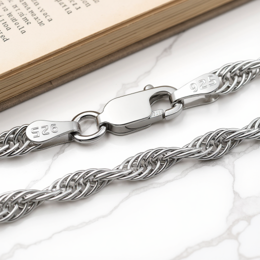 Prince of Wales Kette - 3.0 mm - Rhodiniertes Silber