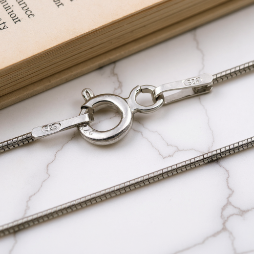 Schlangenkette - 0.8 mm - Rhodiniertes Silber
