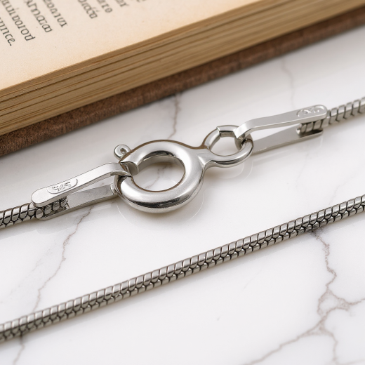 Schlangenkette - 0.9 mm - Rhodiniertes Silber