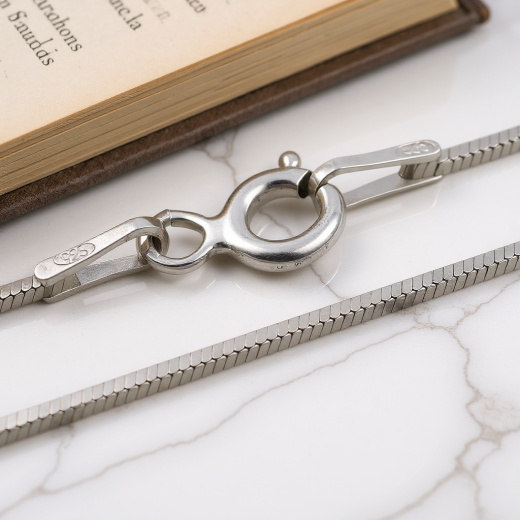 Schlangenkette Viereckig - 1.0 mm - Rhodiniertes Silber